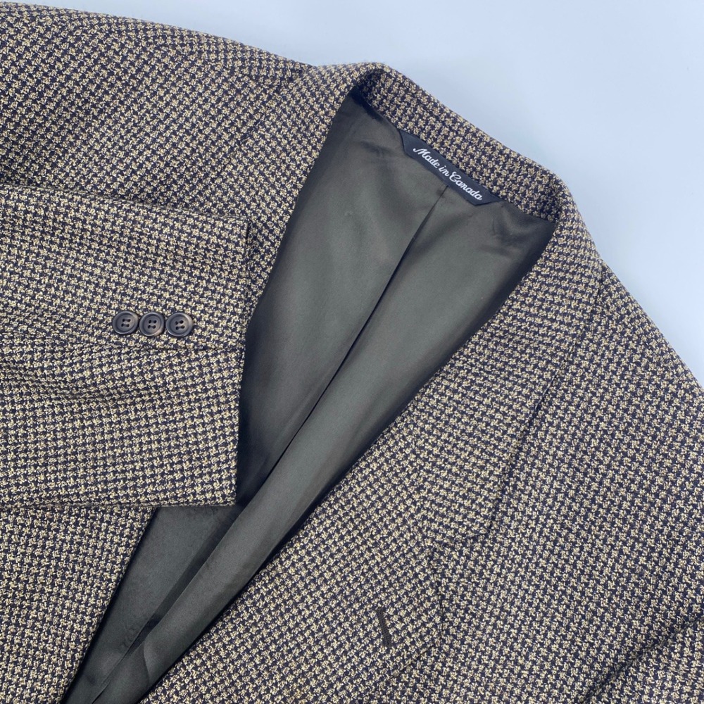 Jack Victor Blazer Mens Brown Silk Wool Houndstooth Sport Coat Canada Business